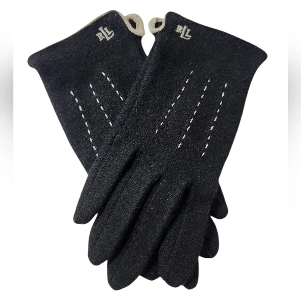 Lauren Ralph Lauren Wool & Cashmere Gloves Black Size Small